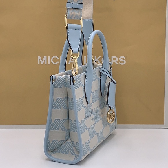 MICHAEL KORS MIRELLA SMALL SHOPPER TOP ZIP XBODY VISTA BLUE COLOR - Picture 6 of 15